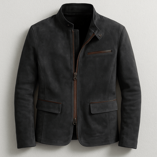 Black suede zip-through jacket