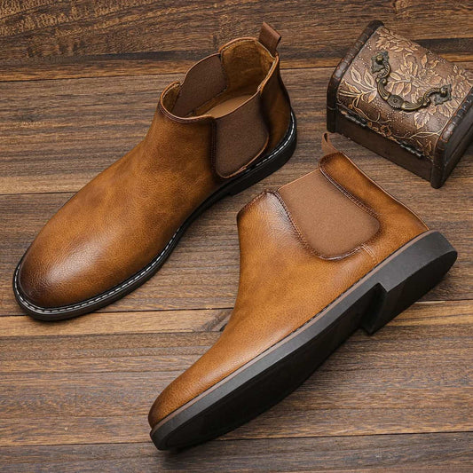 Ankle Boots for Men, Faux Leather Chelsea Boots, Slip-On Fit 2