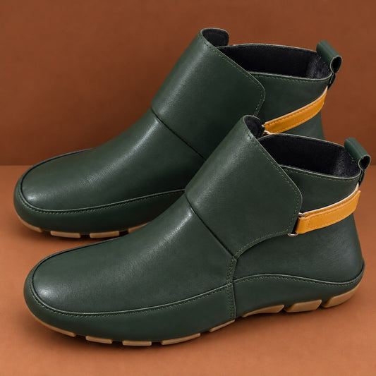Dark green vintage flat ankle boots