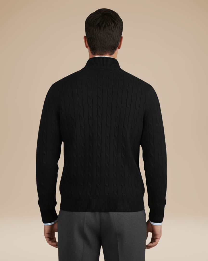 Cable Knit Half Zip Jumper for Men with Zip Collar 6
