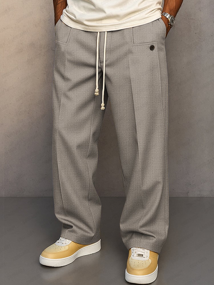 Wide Leg Trousers for Men, Classic Drawstring Trousers 10