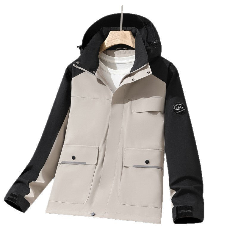 Colour Block Technical Rain Jacket for Women with Hood 8