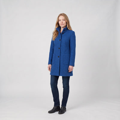 Elegant Winter Coat with Stand-Up Collar and Patch Pockets