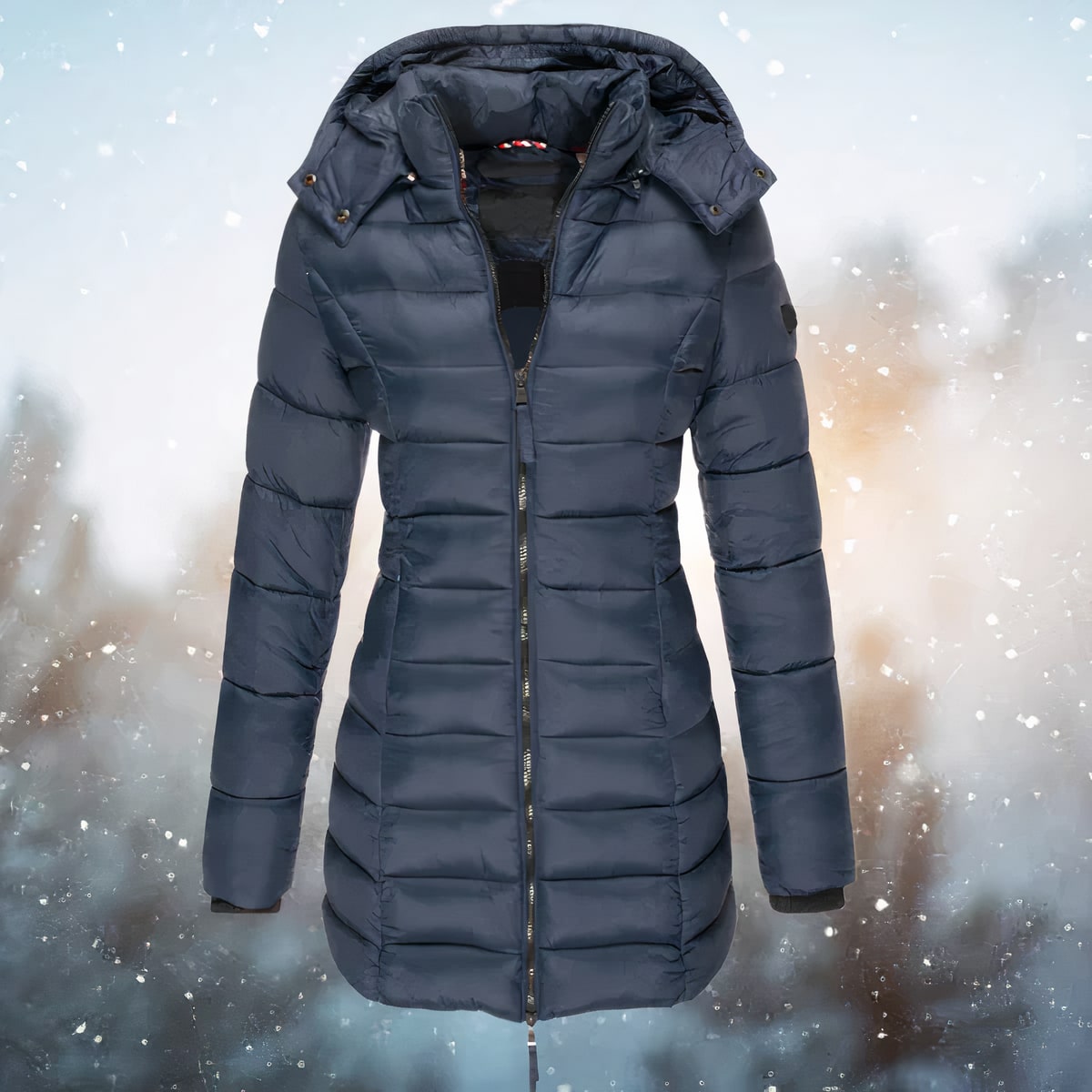 Puffer Jacket Fitted, Long Quilted Winter Jacket with Hood 8