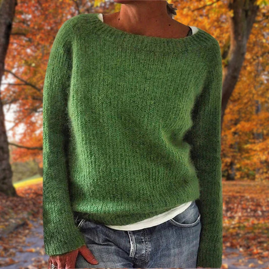 Knit Jumper, Relaxed Wide Neck Pullover in Fine Knit 2