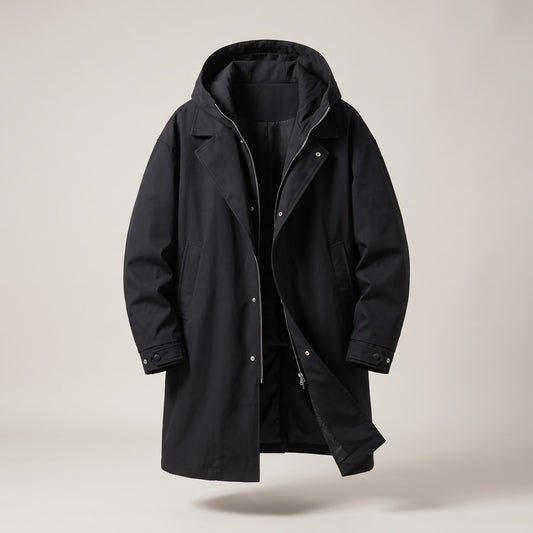 Men's Long Hooded Rain Coat, Water and Wind Resistant 2