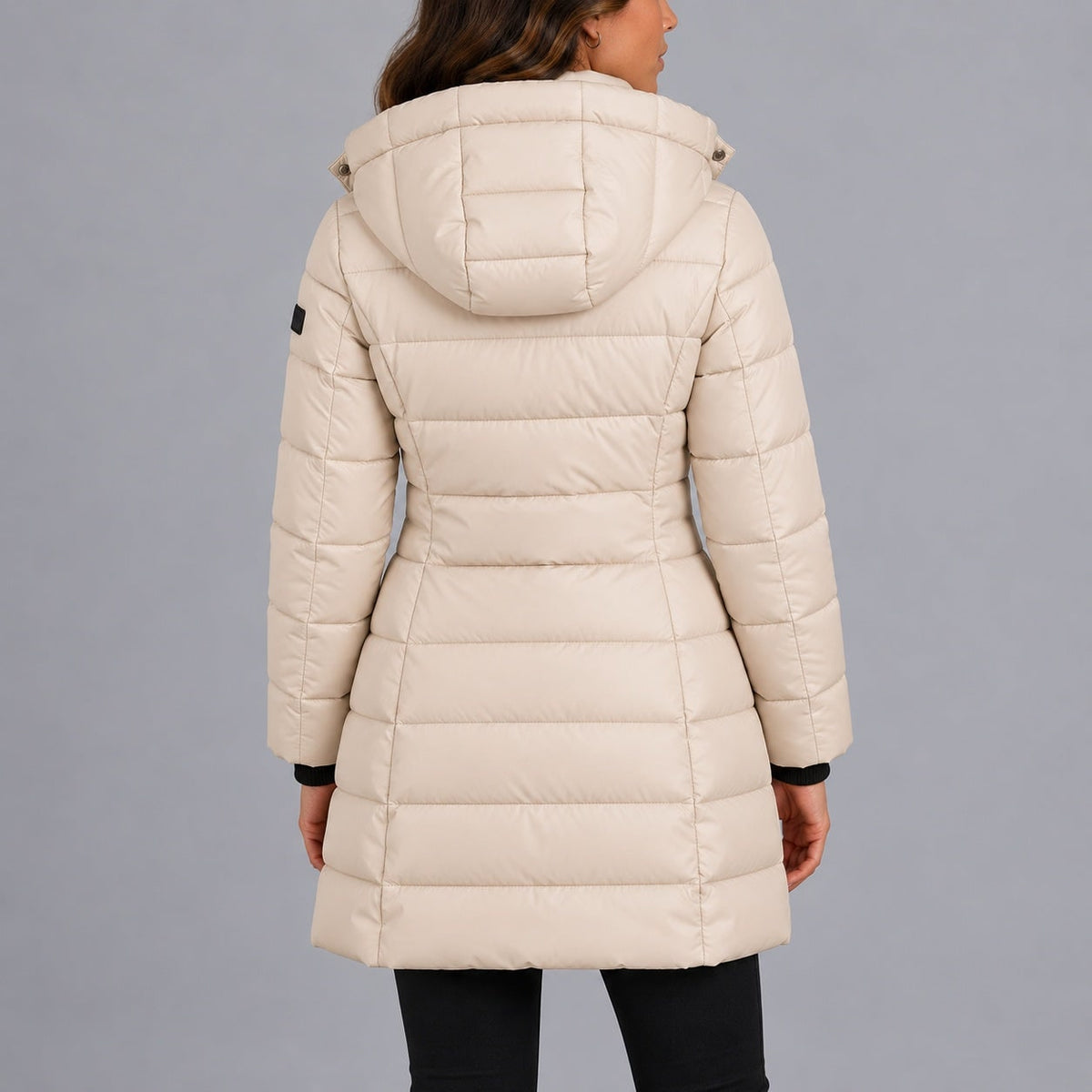 Long Puffer Coat, Hooded Winter Coat with Side Pockets 9