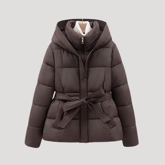 Quilted Jacket, Hooded Puffer Jacket with Tie Belt 2