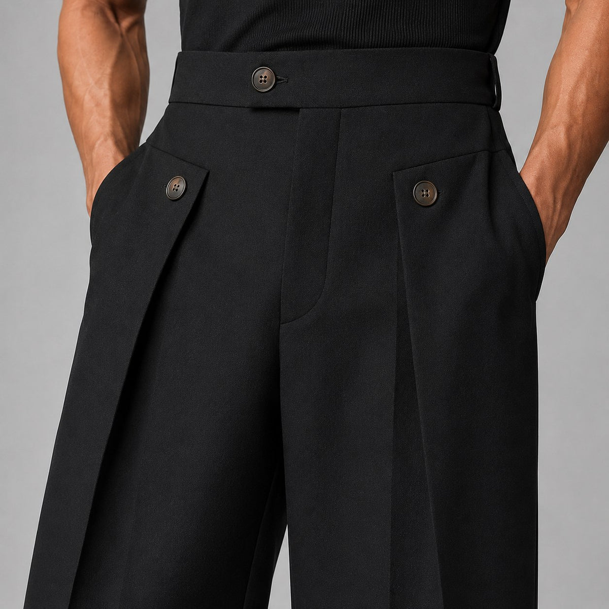 Men's Wide Leg Trousers with Front Pleats, Relaxed Fit 8