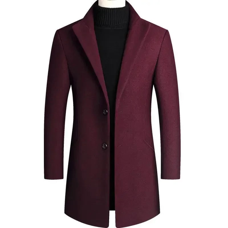 Long Coat Slim Fit for Men, Classic Wool Coat with Lapels 5