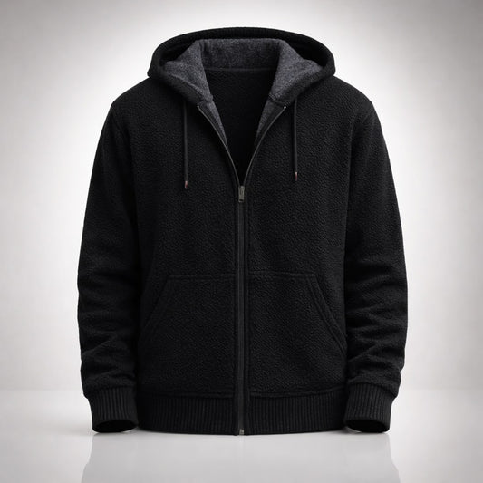 Fleece Lined Zip Hoodie for Men in Textured Honeycomb Knit 2