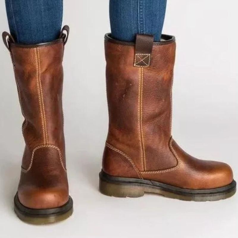 Ankle Boots with Faux Shearling Cuff, Warm Pull-On Boots 3