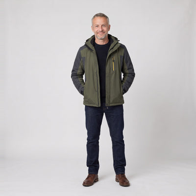 Men's Winter Jacket, Waterproof Coat with Hood and Fleece Lining