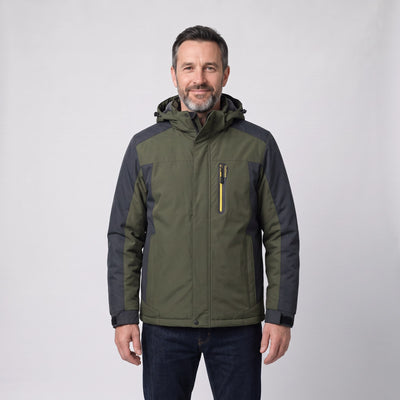 Men's Winter Jacket, Waterproof Coat with Hood and Fleece Lining
