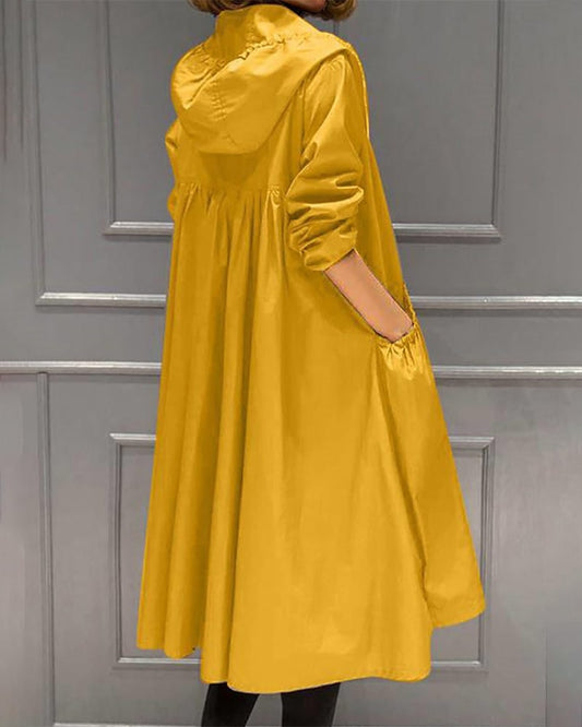 Long Coat for Women, Waterproof Hooded A-Line Rain Coat 2