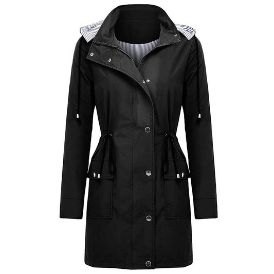 Long Coat for Women, Waterproof Hooded Rain Jacket 2