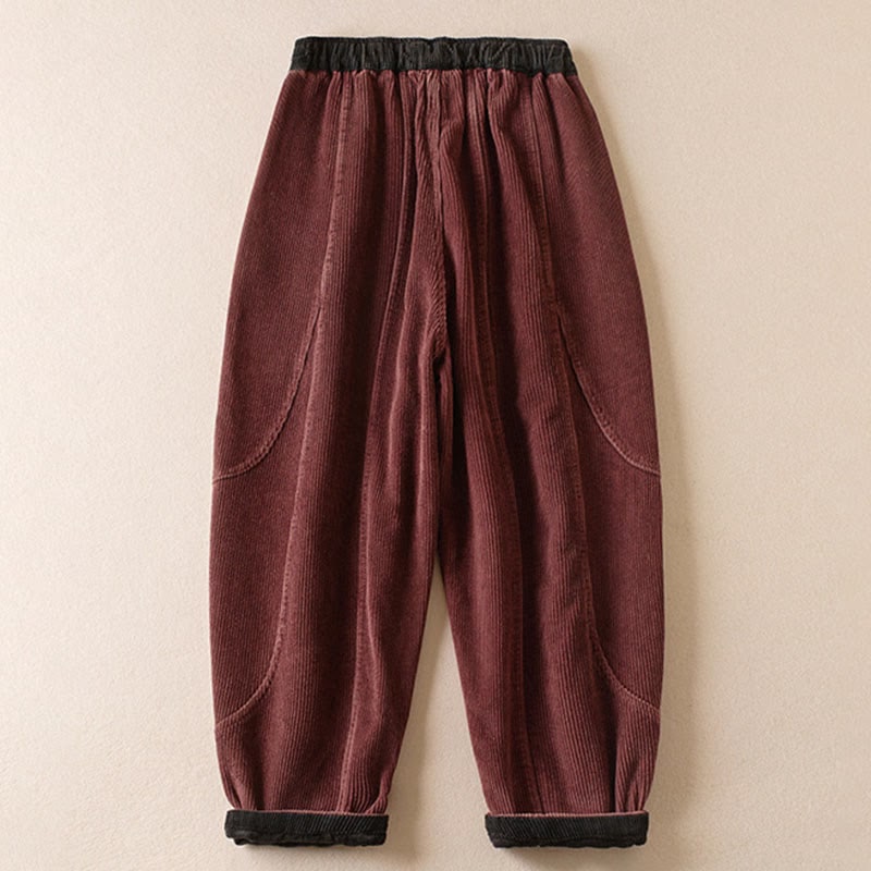 Women's Corduroy Harem Trousers with Fleece Lining & Drawstring 10