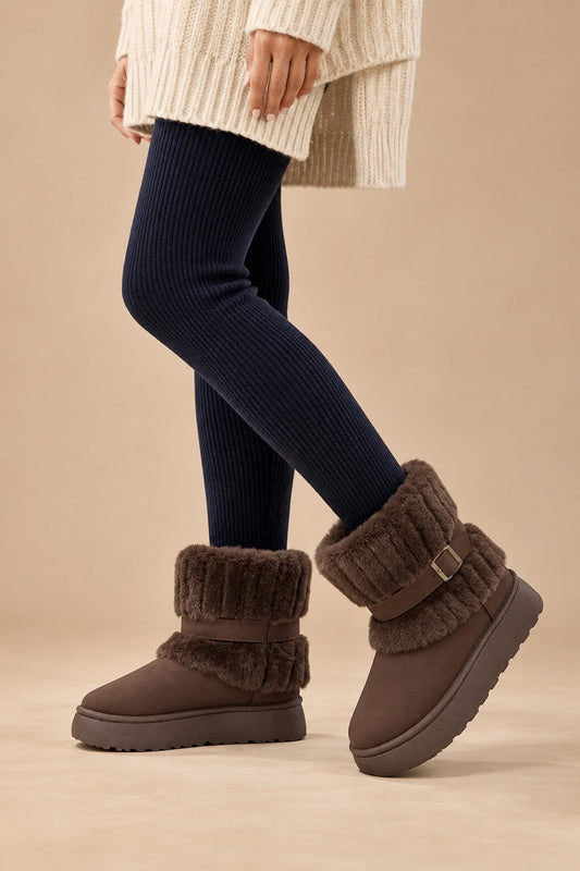 Women's Fur-Trimmed Slip-On Winter Snow Boots 2