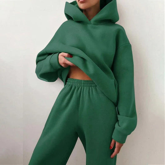 Womens Tracksuit, Oversized Fleece Hoodie and Joggers Set 2