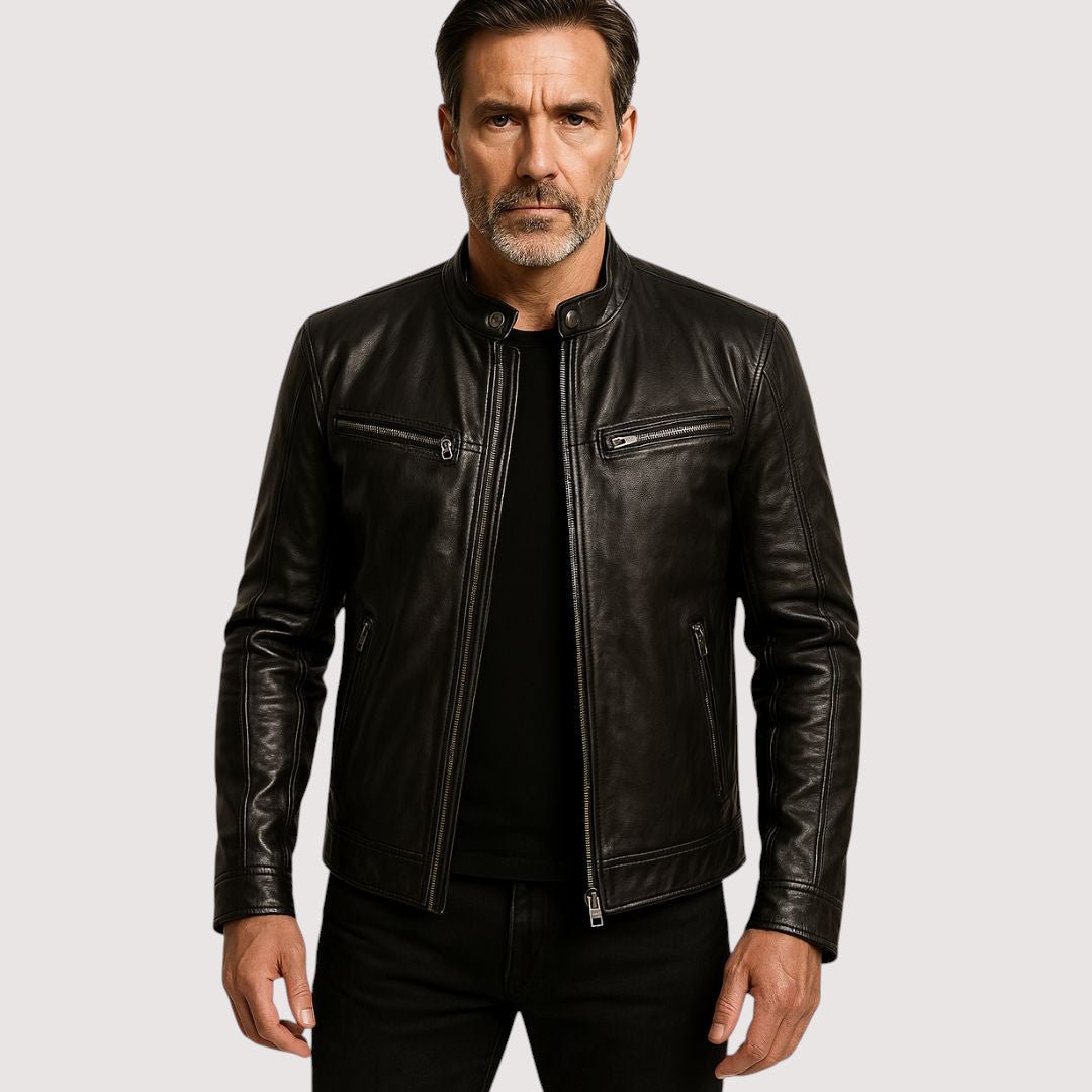 Classic biker leather jacket, additional view
