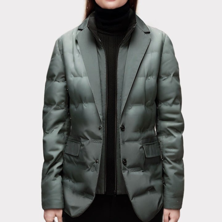 Green lightweight water-resistant windbreaker, front view