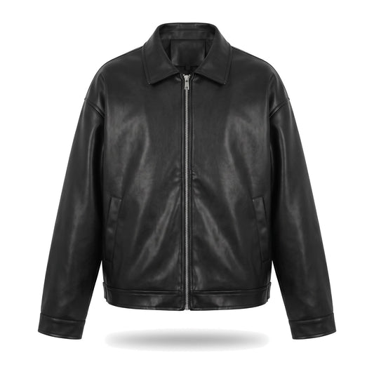Oversized Leather Bomber Jacket