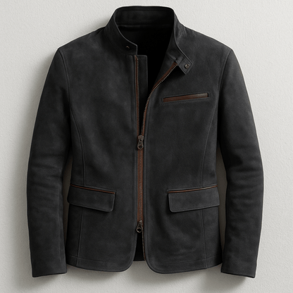 Black suede zip-through jacket