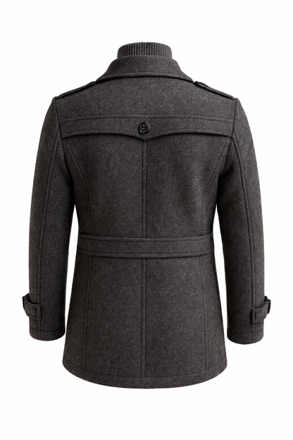 Tailored wool blend overcoat, back view