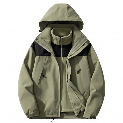Green 3-in-1 outdoor jacket, front view