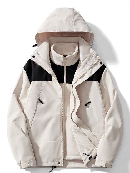 White 3-in-1 outdoor jacket with fleece inner jacket