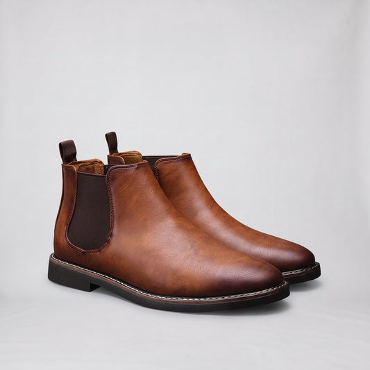 Ankle Boots for Men, Faux Leather Chelsea Boots, Slip-On Fit 1
