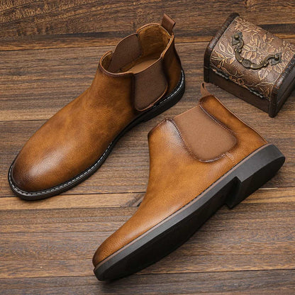 Ankle Boots for Men, Faux Leather Chelsea Boots, Slip-On Fit 2