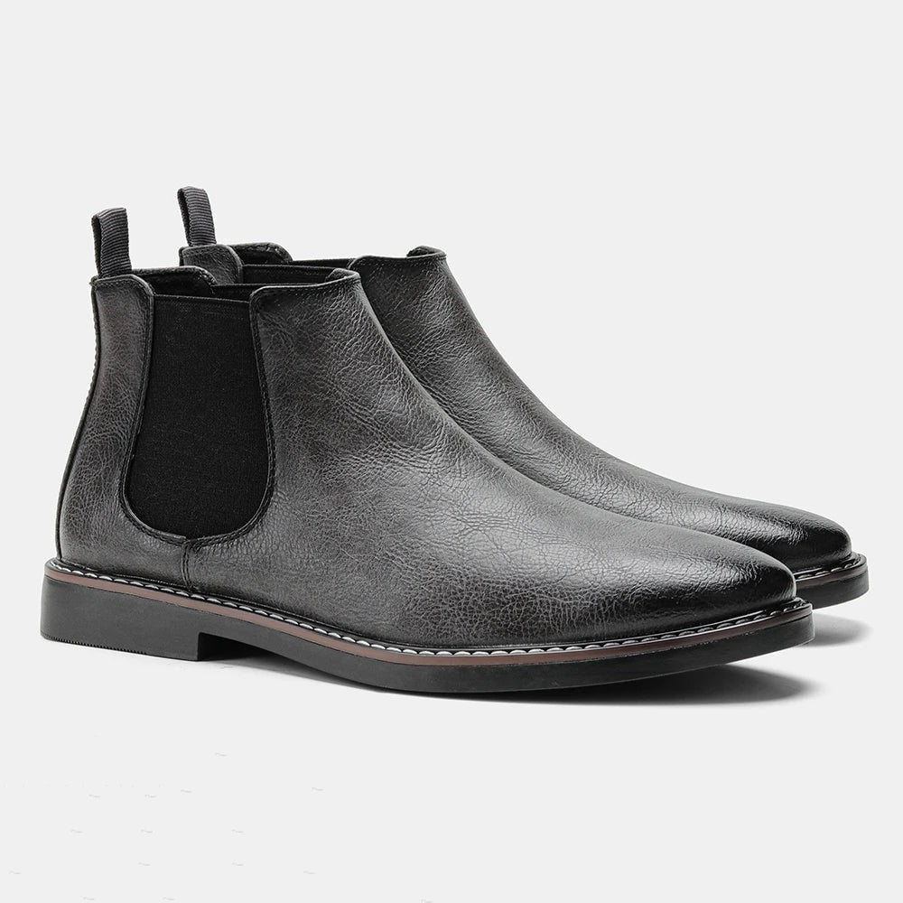 Ankle Boots for Men, Faux Leather Chelsea Boots, Slip-On Fit 3