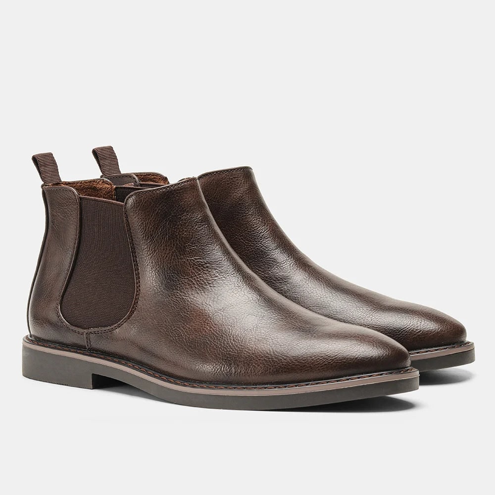 Ankle Boots for Men, Faux Leather Chelsea Boots, Slip-On Fit 4
