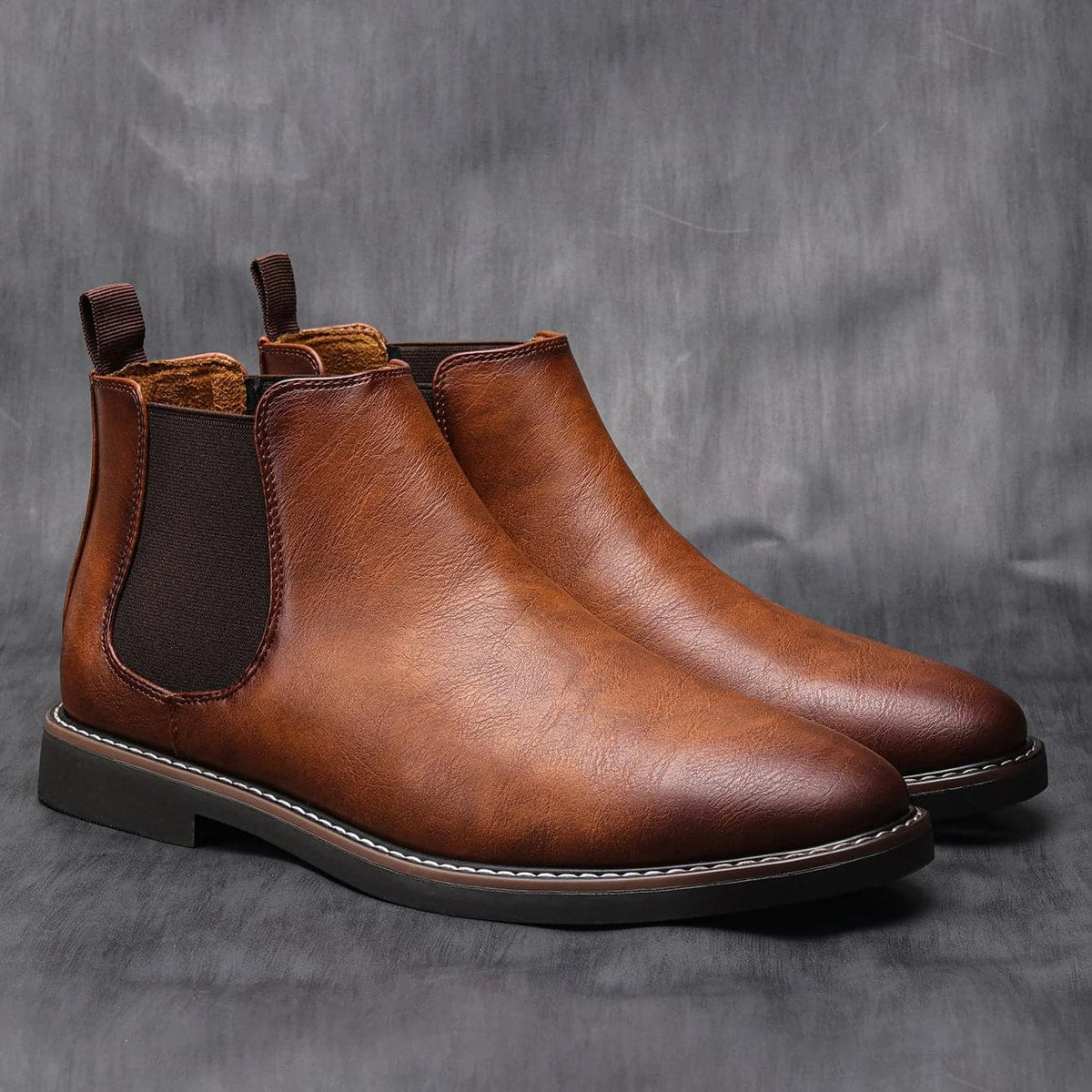 Ankle Boots for Men, Faux Leather Chelsea Boots, Slip-On Fit 8