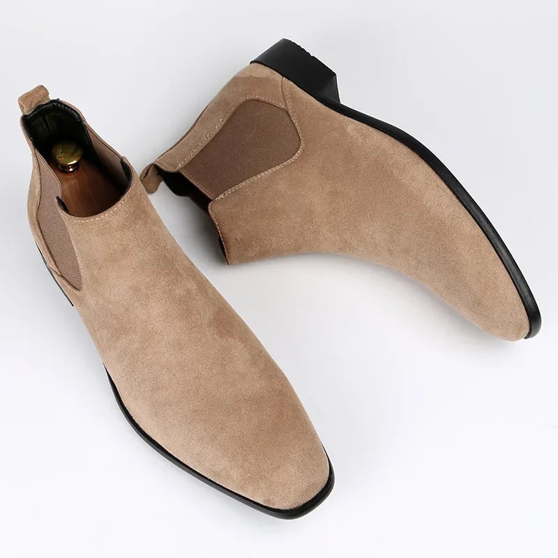 Ankle Chelsea Boots for Men, Suede Look Pointed Toe Boots 5