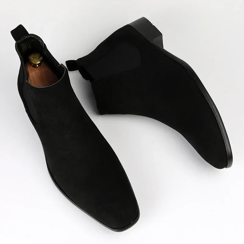 Ankle Chelsea Boots for Men, Suede Look Pointed Toe Boots 6