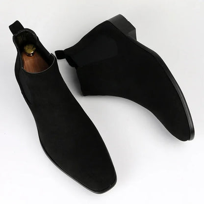 Ankle Chelsea Boots for Men, Suede Look Pointed Toe Boots 6