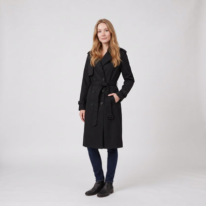 Long Coat for Women, Belted Double Breasted Trenchcoat 1