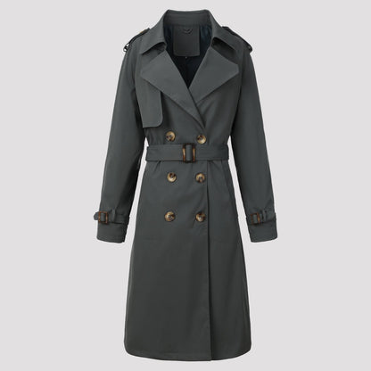 Long Coat for Women, Belted Double Breasted Trenchcoat 2