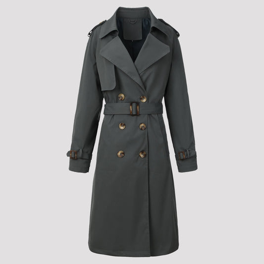 Long Coat for Women, Belted Double Breasted Trenchcoat 2