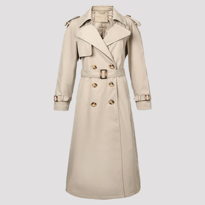 Long Coat for Women, Belted Double Breasted Trenchcoat 3