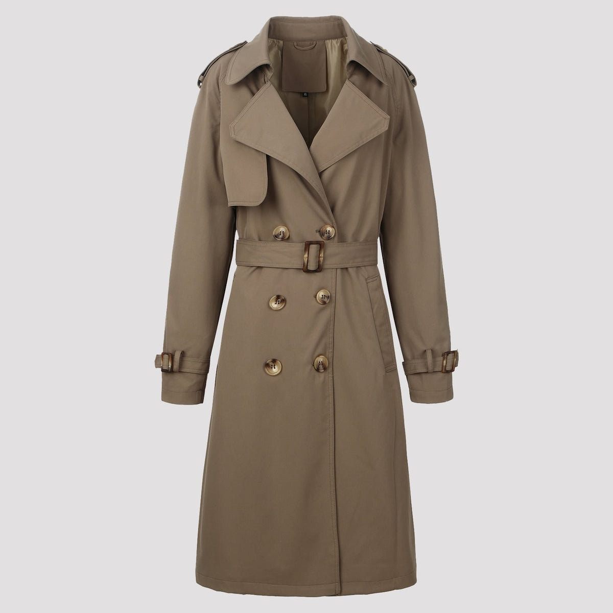 Long Coat for Women, Belted Double Breasted Trenchcoat 4