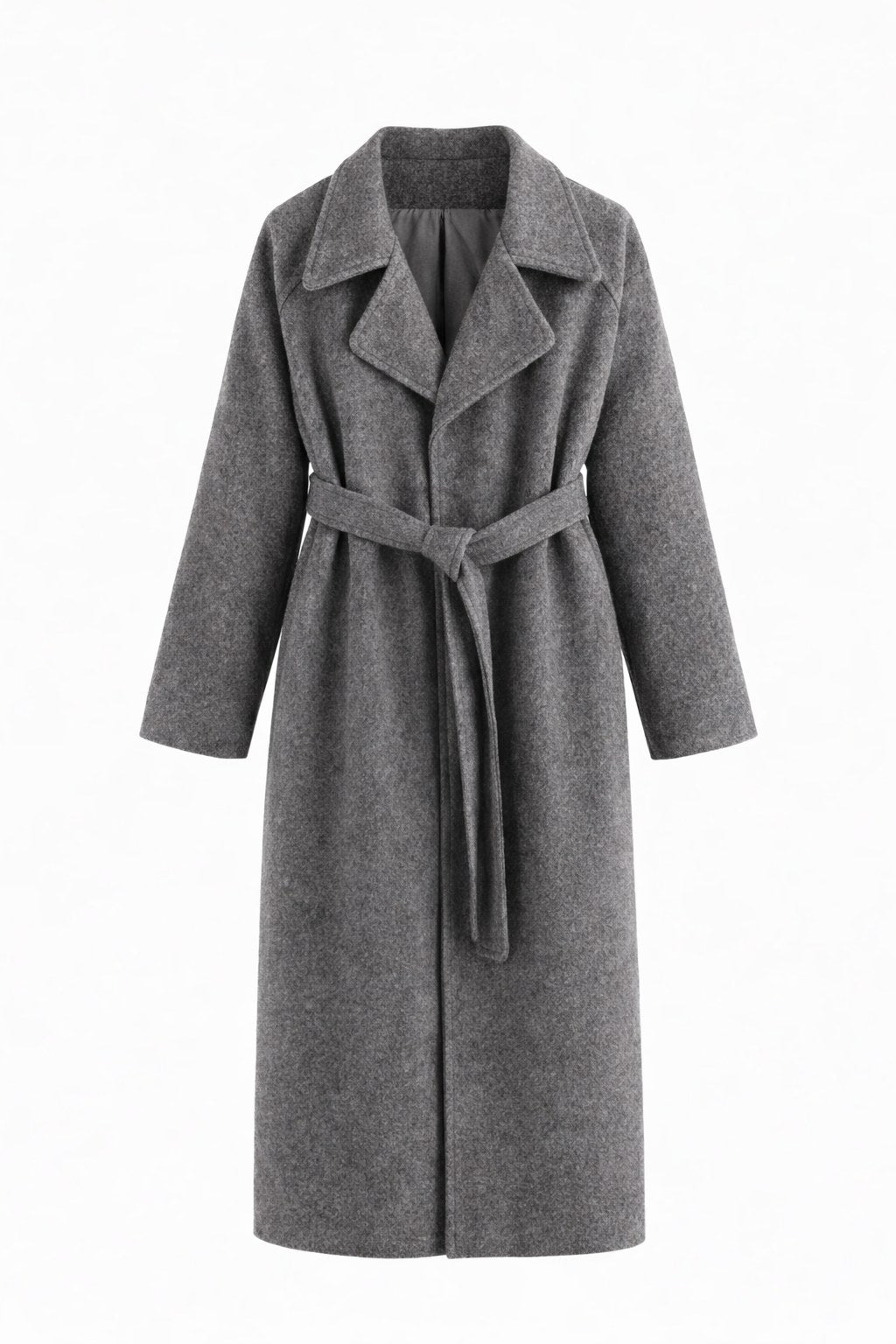 Women's Belted Long Coat with Lapel Collar and Side Pockets 9