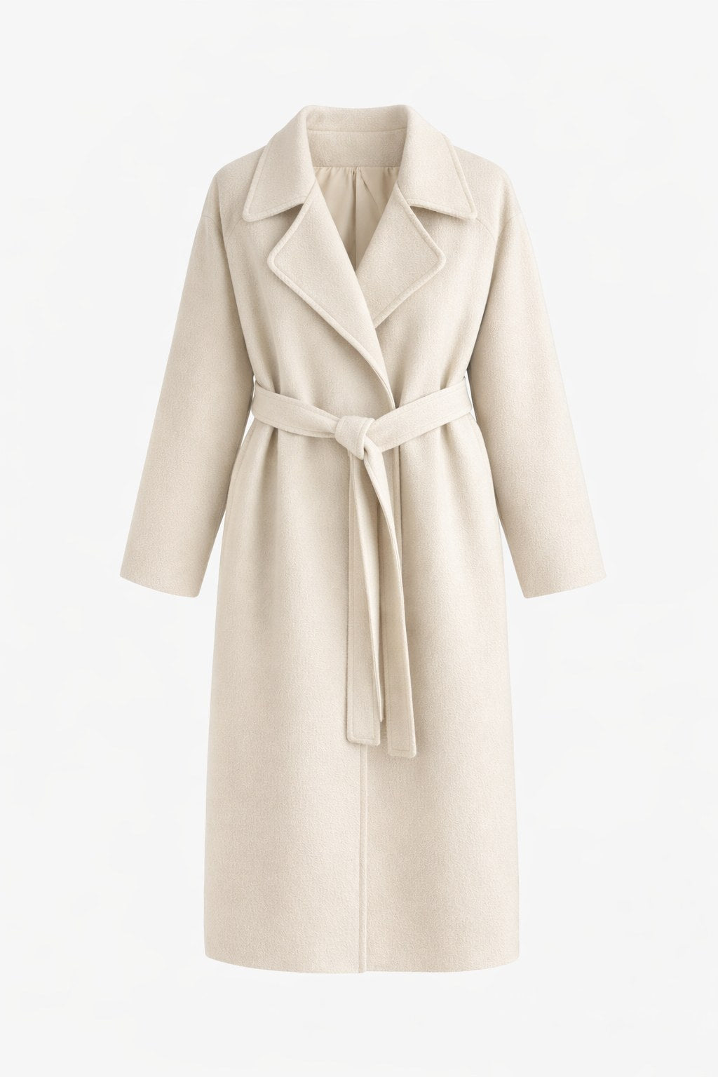 Women's Belted Long Coat with Lapel Collar and Side Pockets 7