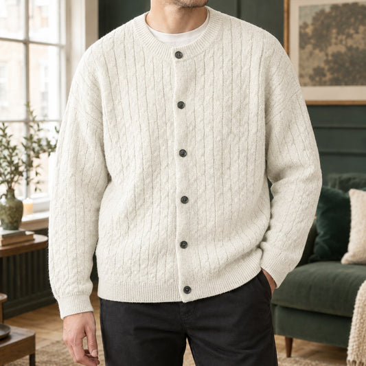 Cream cable knit button cardigan