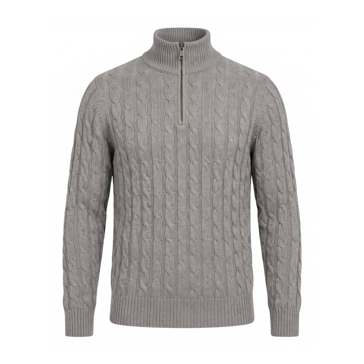 Cable Knit Quarter Zip Jumper Men's Funnel Neck Knitwear 1