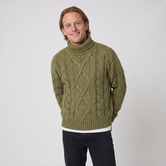 Chunky Cable Knit Jumper, Roll Neck Jumper for Men 1