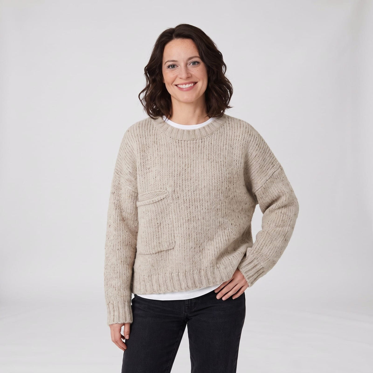 Chunky Knit Jumper, Crew Neck Jumper for Women 1