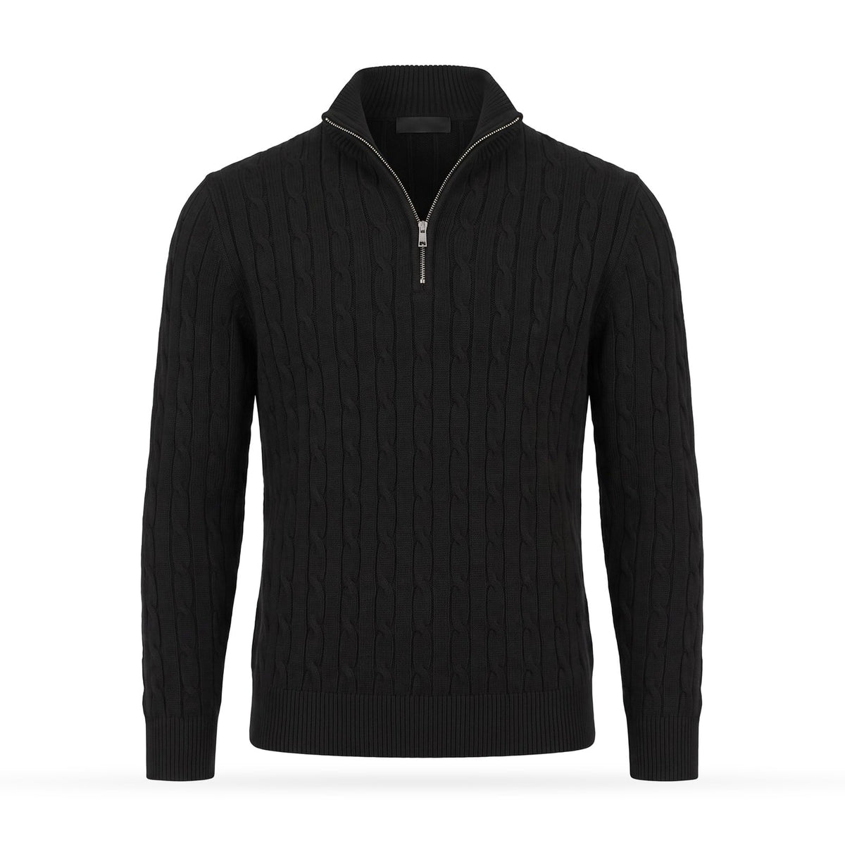 Cable Knit Half Zip Jumper for Men with Zip Collar 1